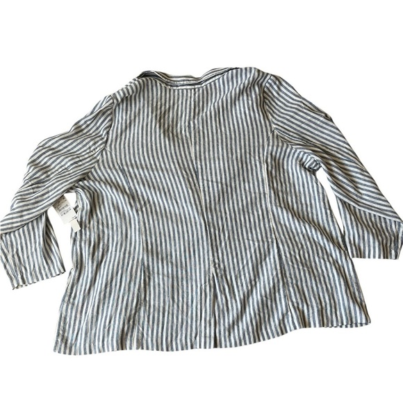 NWT Caslon Stripe Linen Blend Blazer In Blue-Ivory Brianne Stripe Plus Size 4X - Picture 4 of 10